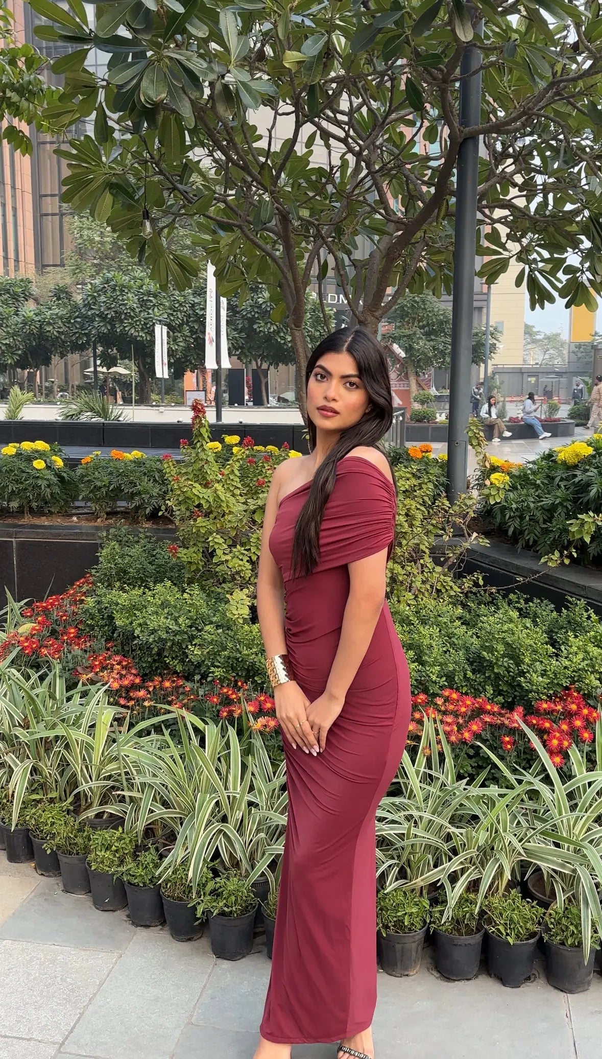 Rose Elegance Maroon Dress - Scoopstyle
