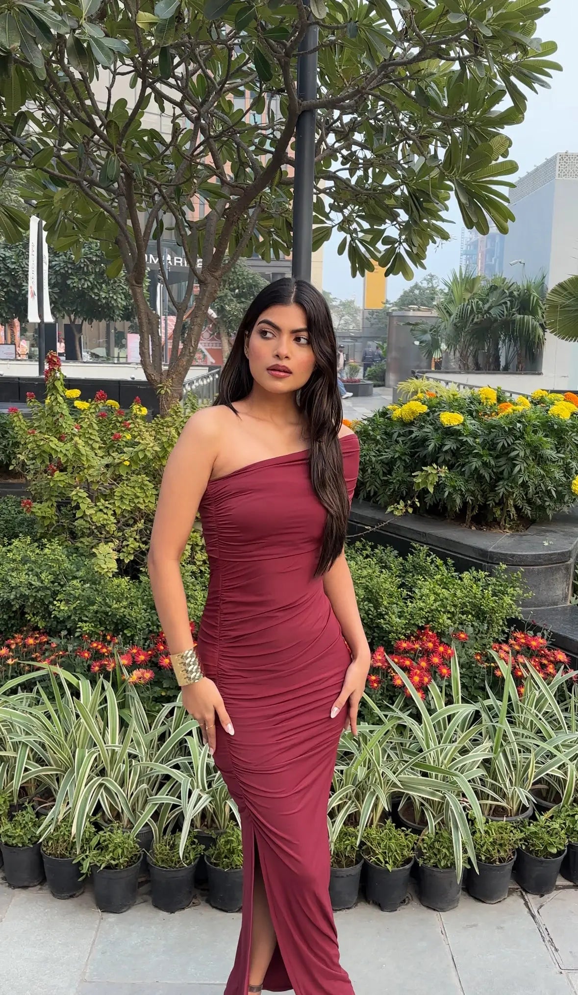 Rose Elegance Maroon Dress - Scoopstyle