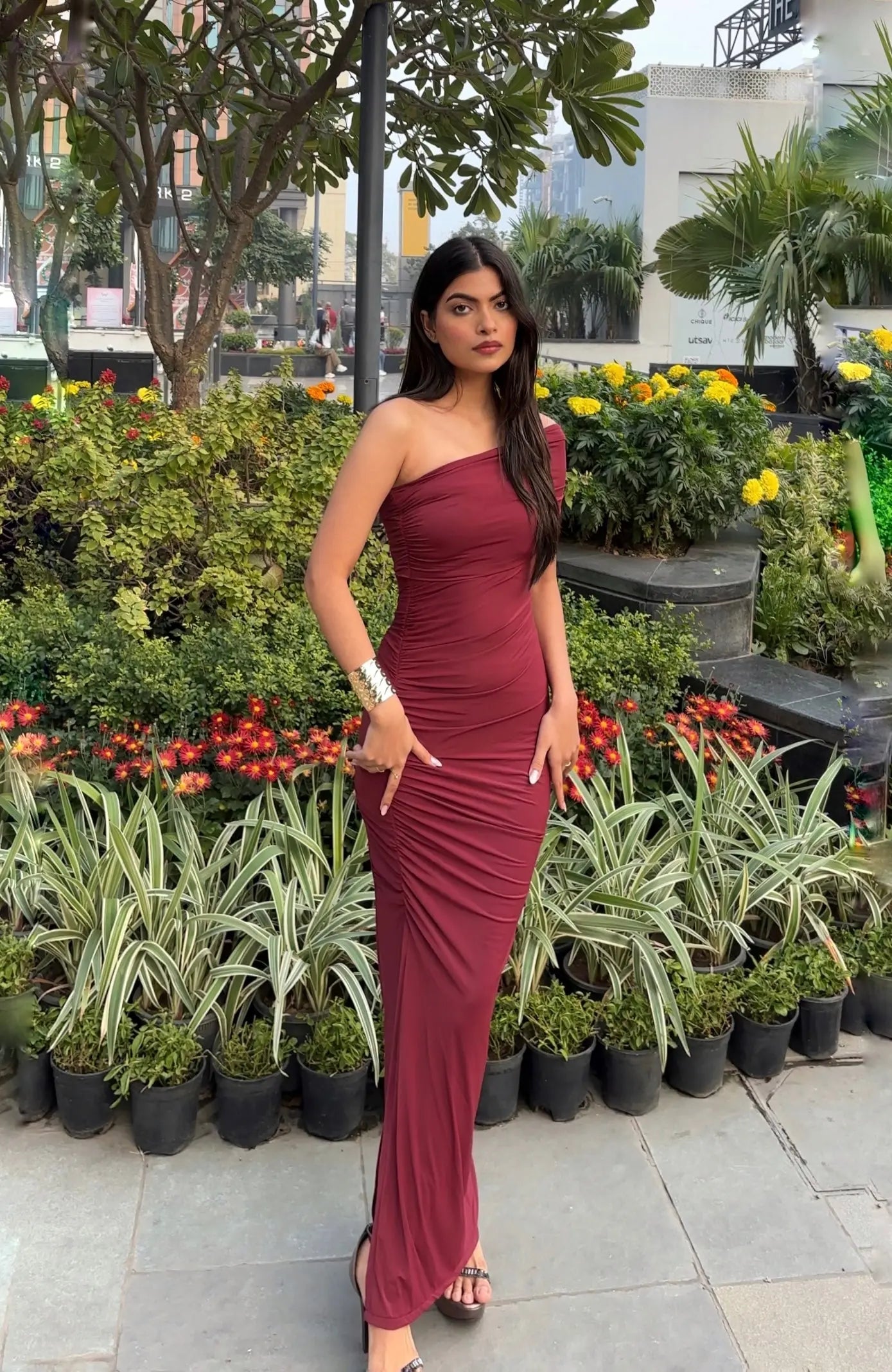 Rose Elegance Maroon Dress Scoopstyle