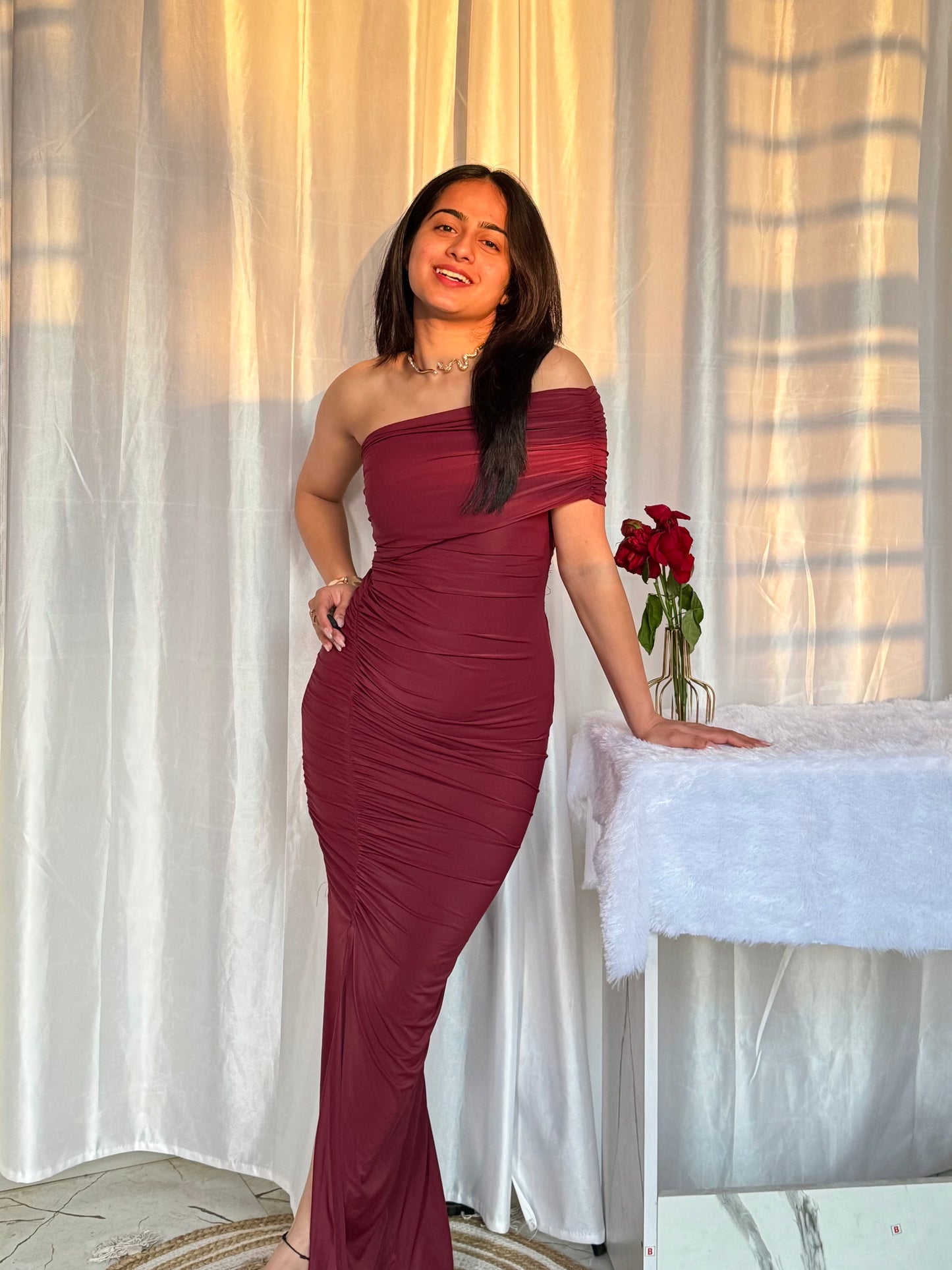 Rose Elegance Maroon Dress Scoopstyle