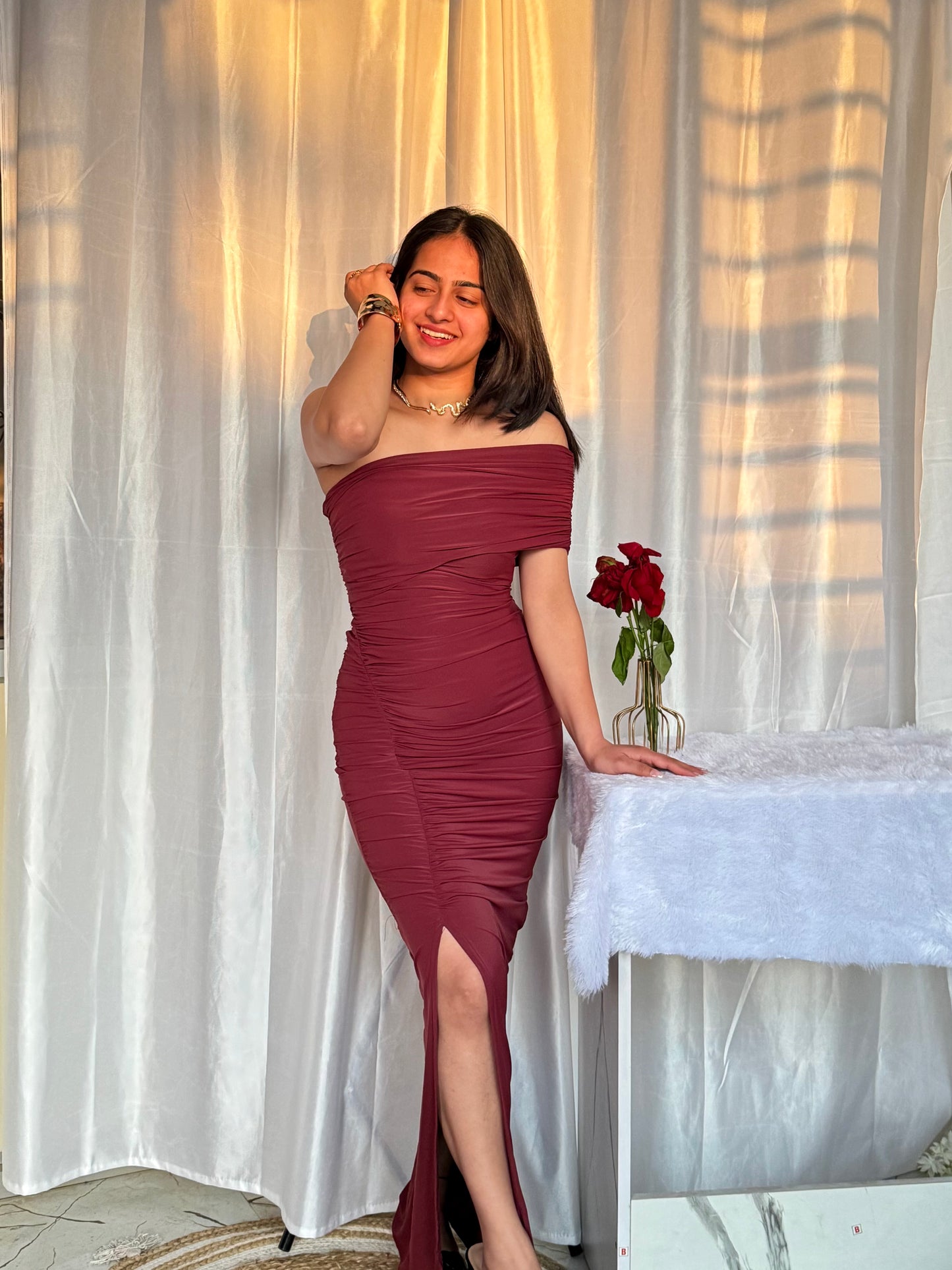 Rose Elegance Maroon Dress Scoopstyle