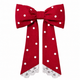 Rose Polka Hair Bow with Lace