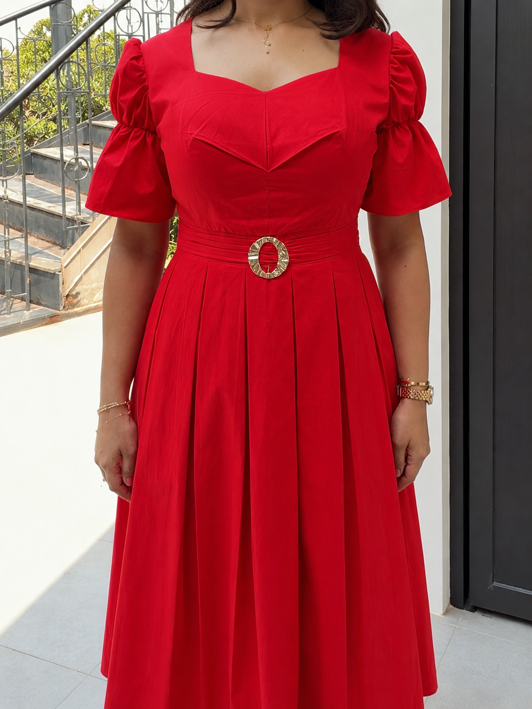 Red Lily Box Pleated Midi dress