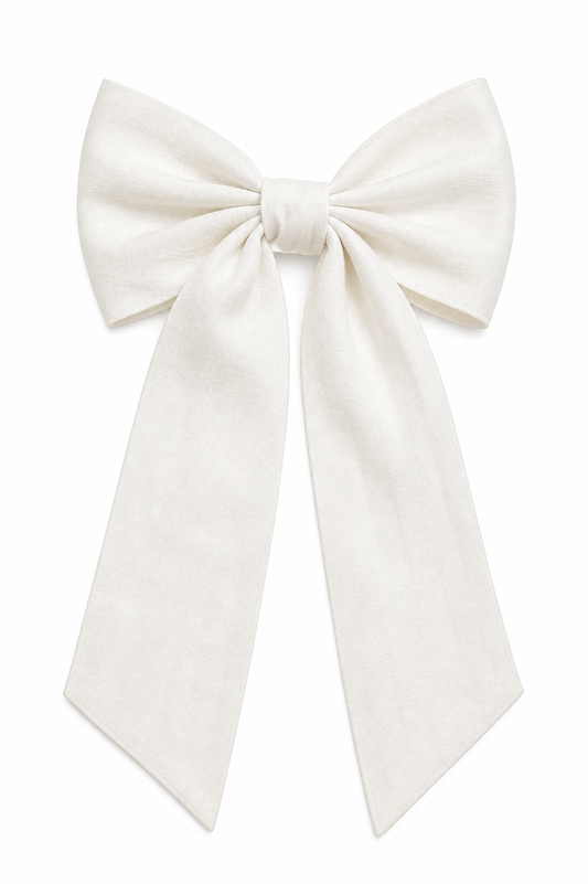 White hair bow clip Scoopstyle