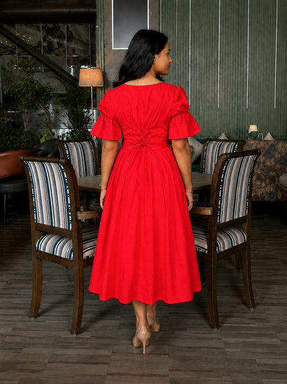 Red Lily Box Pleated Midi dress