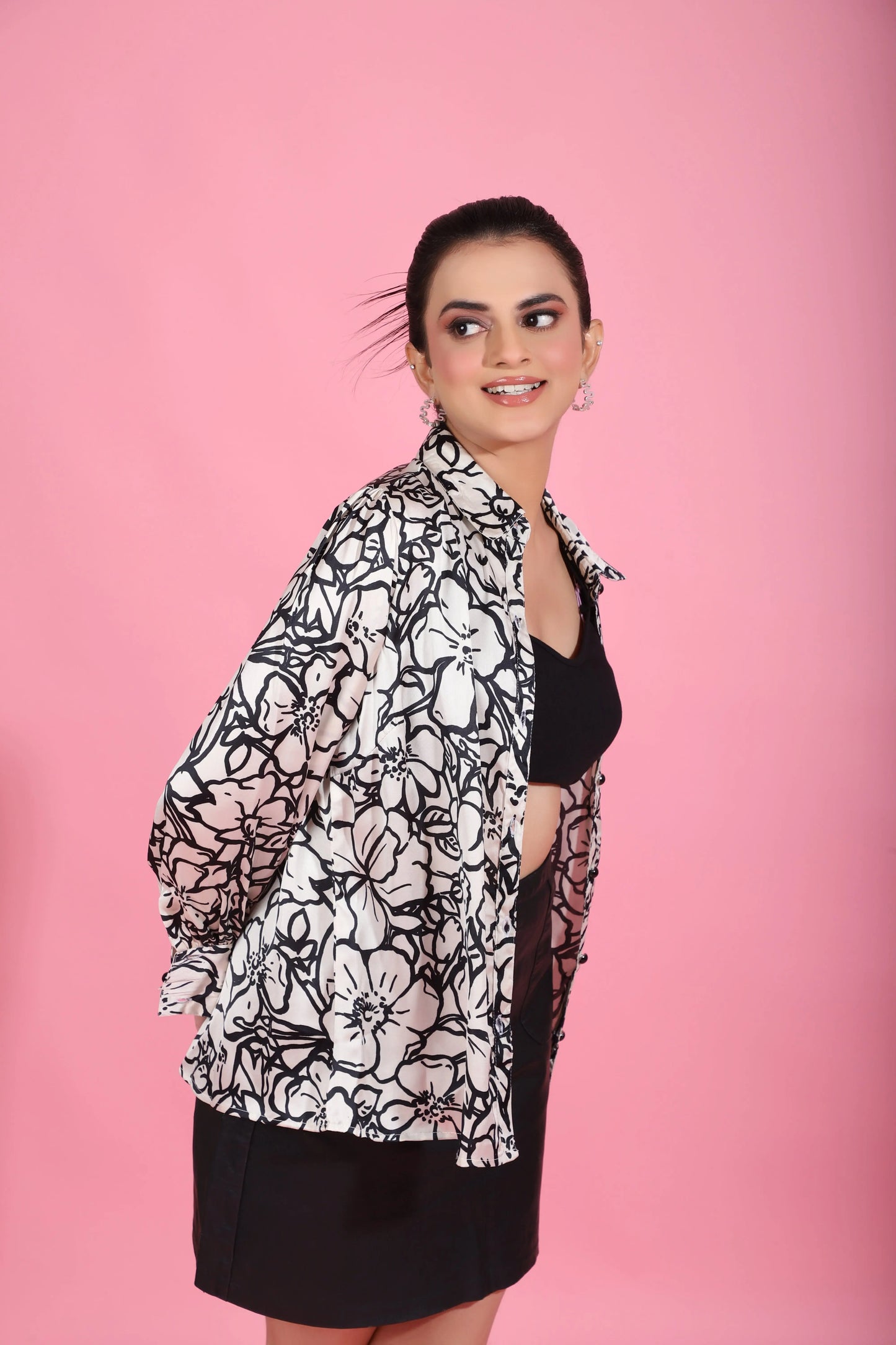 Black and White Floral Shirt Scoopstyle
