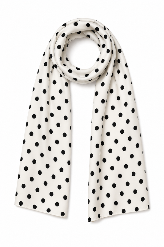 White & Black polka scarf Scoopstyle