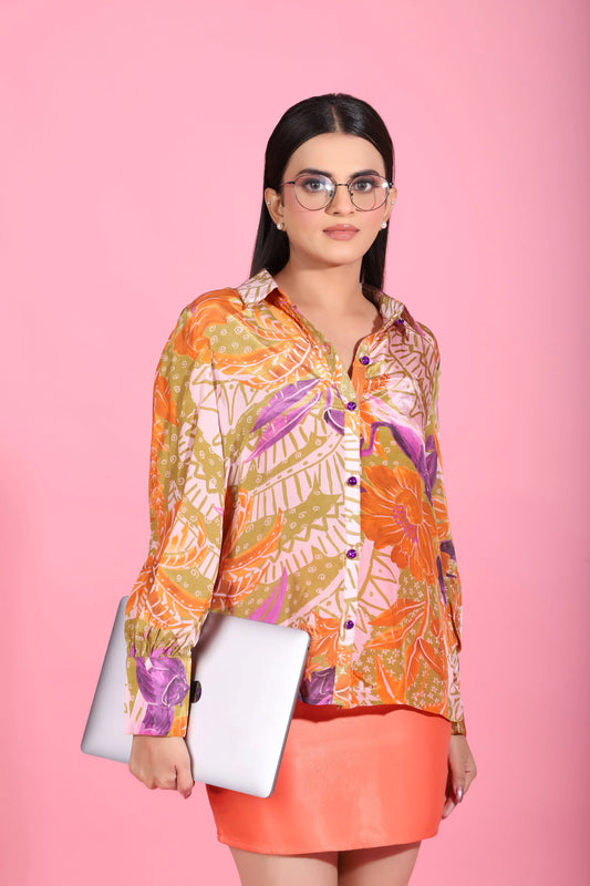 Citrus Blossom Oversized Shirt Scoopstyle