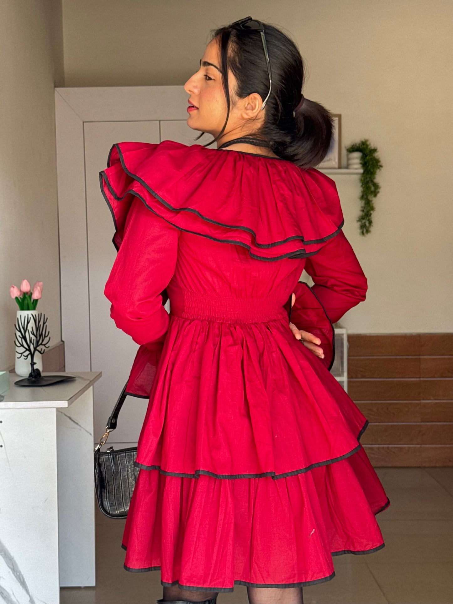 Crimson Layered Mini Dress Scoopstyle