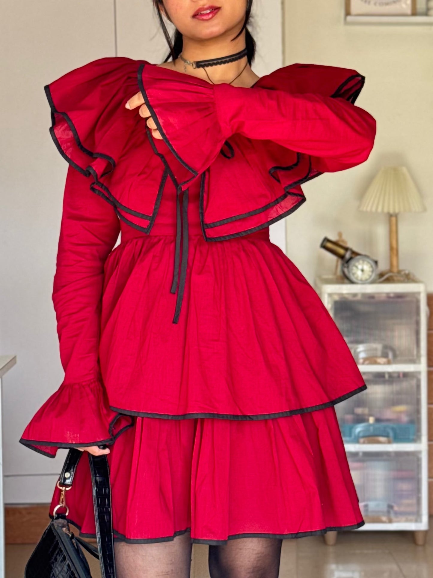 Crimson Layered Mini Dress Scoopstyle