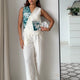 Tiya Linen Pants with White & Green Waistcoat