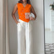 Tiya Linen Pants with Orange Waistcoat Set