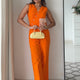 Blossom Orange Linen Pants and Waistcoat Set