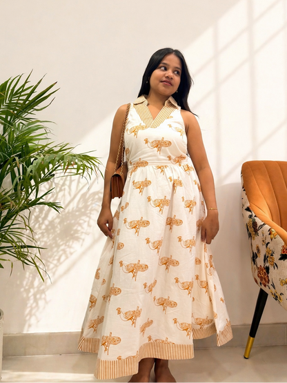 Ivory Mayura Midi Dress sleeveless