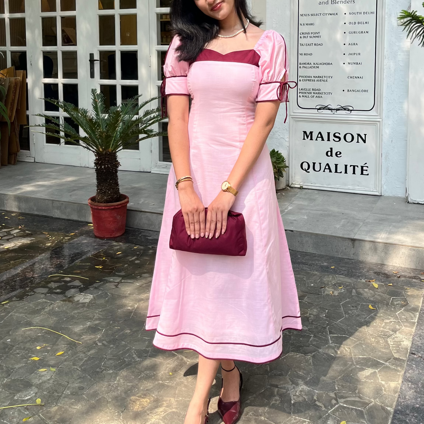 Pink Berry Dress – Pink Midi Dress for Women