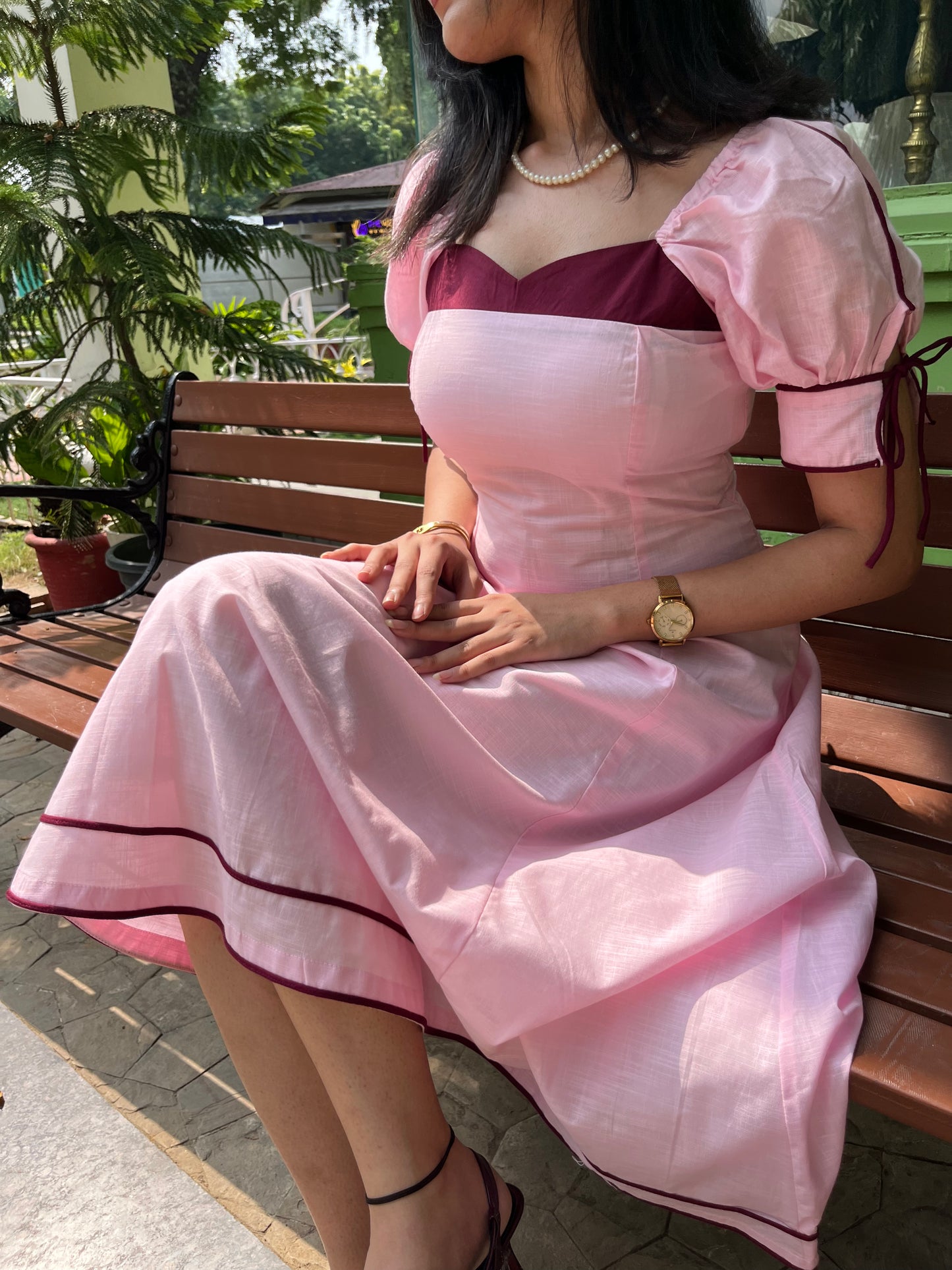 Pink Berry Dress – Pink Midi Dress for Women