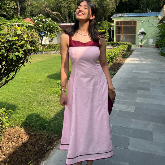 Pink Berry Sleeveless Dress – Pink Midi Dress for Women