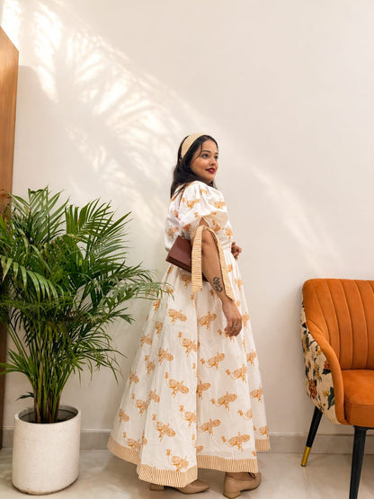 Ivory Mayura Midi Dress with sleeves Scoopstyle
