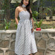 White Black Diva Polka Dots Dress with Scarf