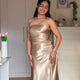 Golden Satin Co-ord Set for Women | Luxury Two-Piece Outfit – ScoopStyle