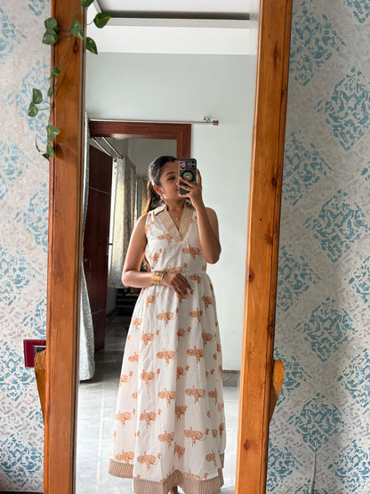 Ivory Mayura Midi Dress sleeveless Scoopstyle