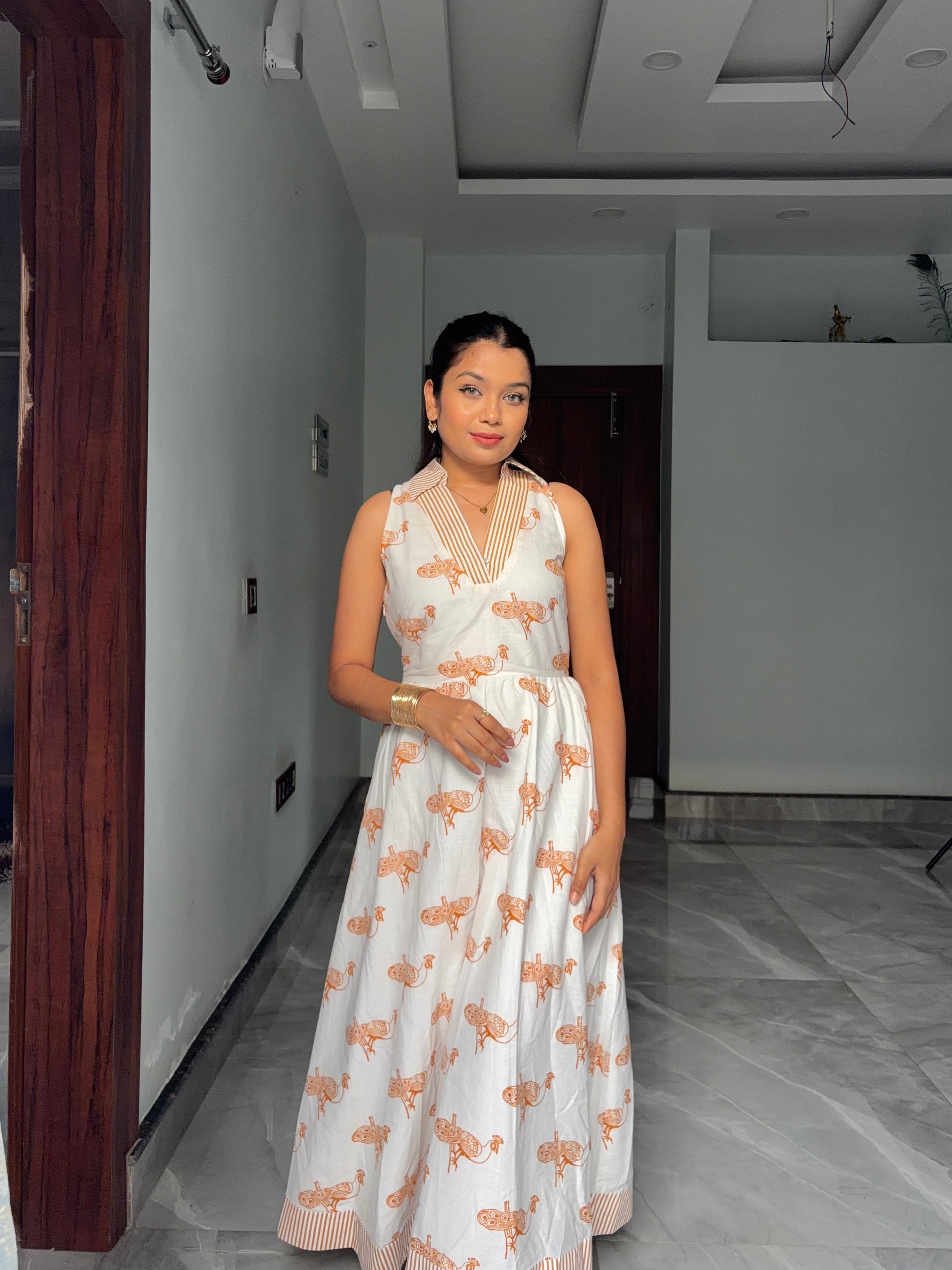 Ivory Mayura Midi Dress sleeveless Scoopstyle