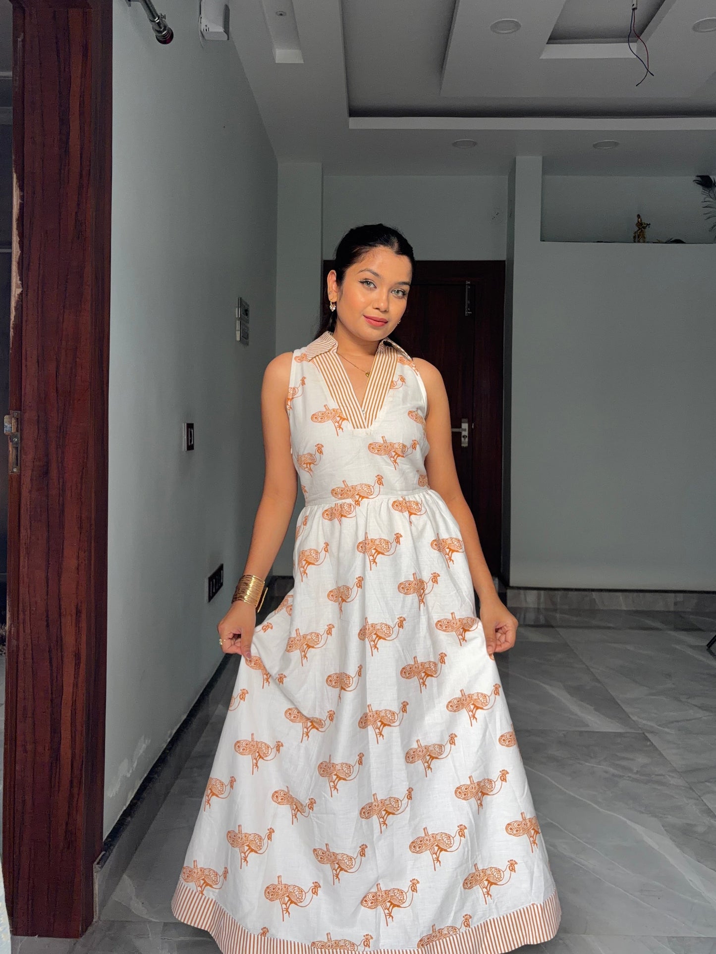 Ivory Mayura Midi Dress sleeveless Scoopstyle