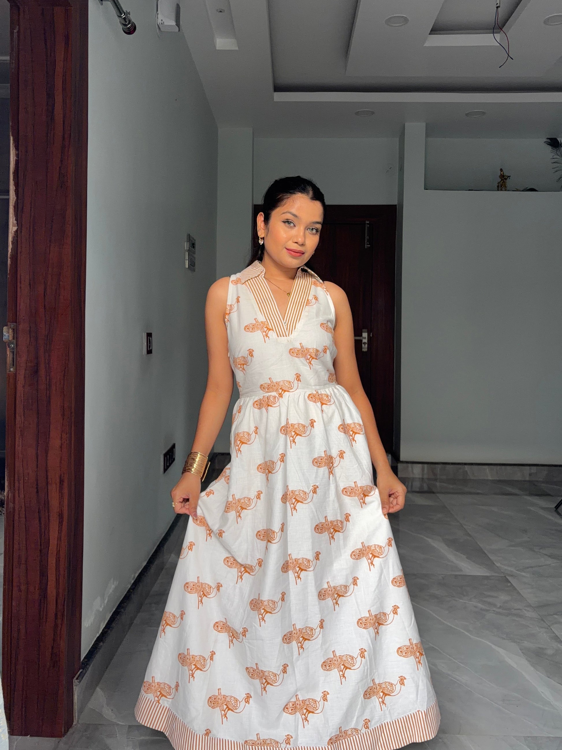 Ivory Mayura Midi Dress sleeveless Scoopstyle