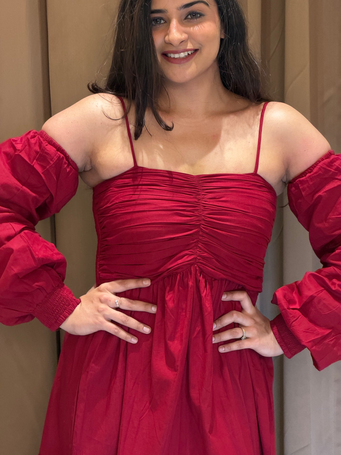 Dual Mood Berry Dress with Sleeves