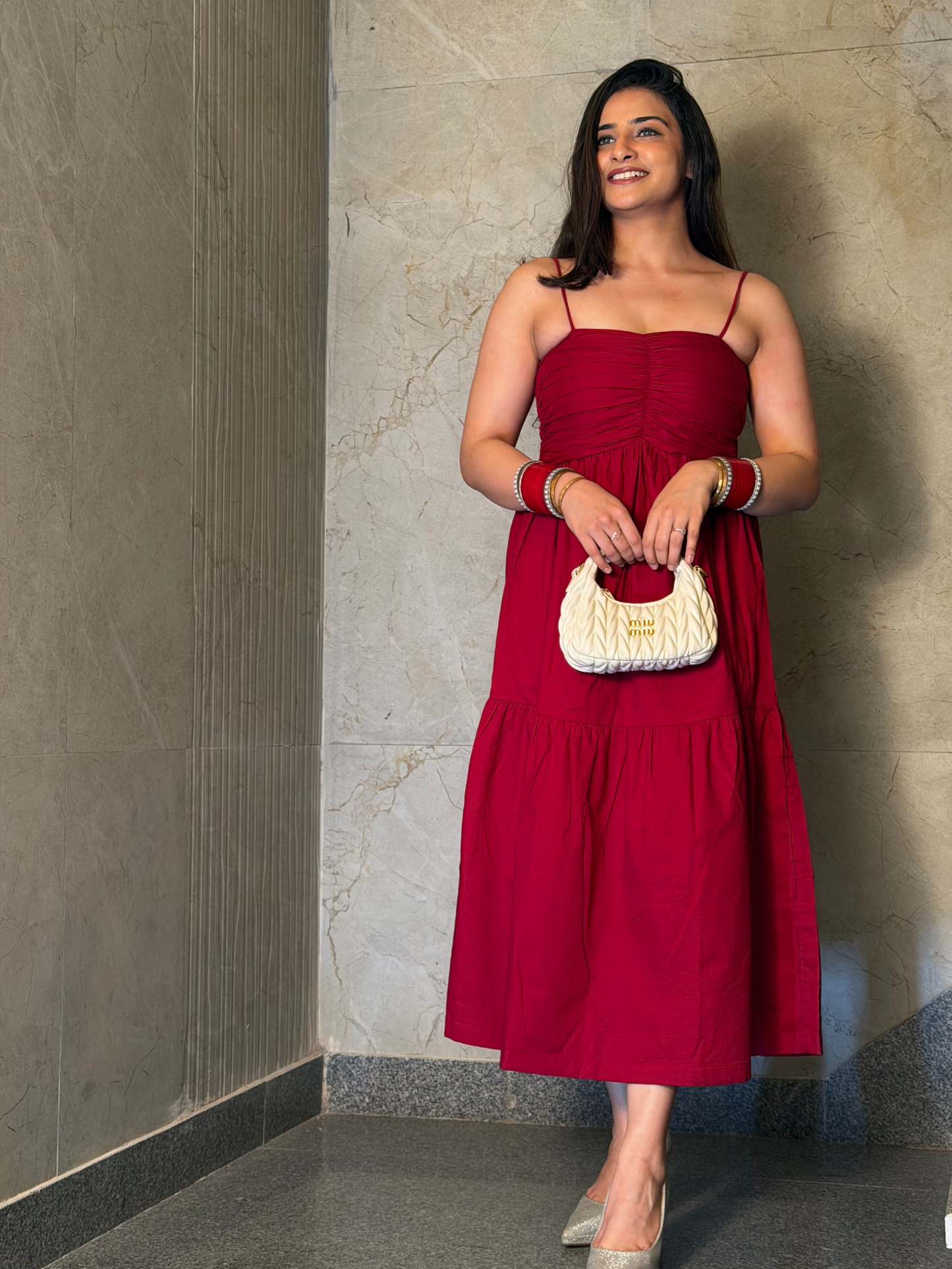 Dual Mood Berry Dress with Sleeves