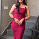 Elina Pink Bodycon Dress with Slit | Women's Sleeveless Slim Fit Evening Dress