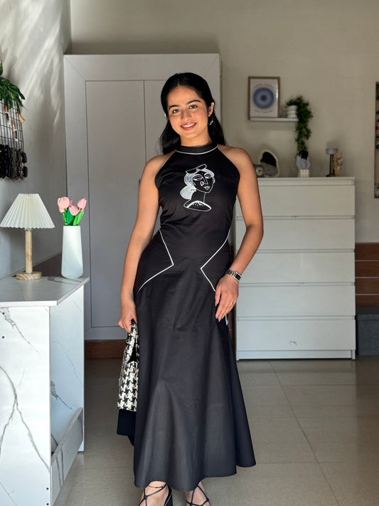 Luna Black Midi Dress