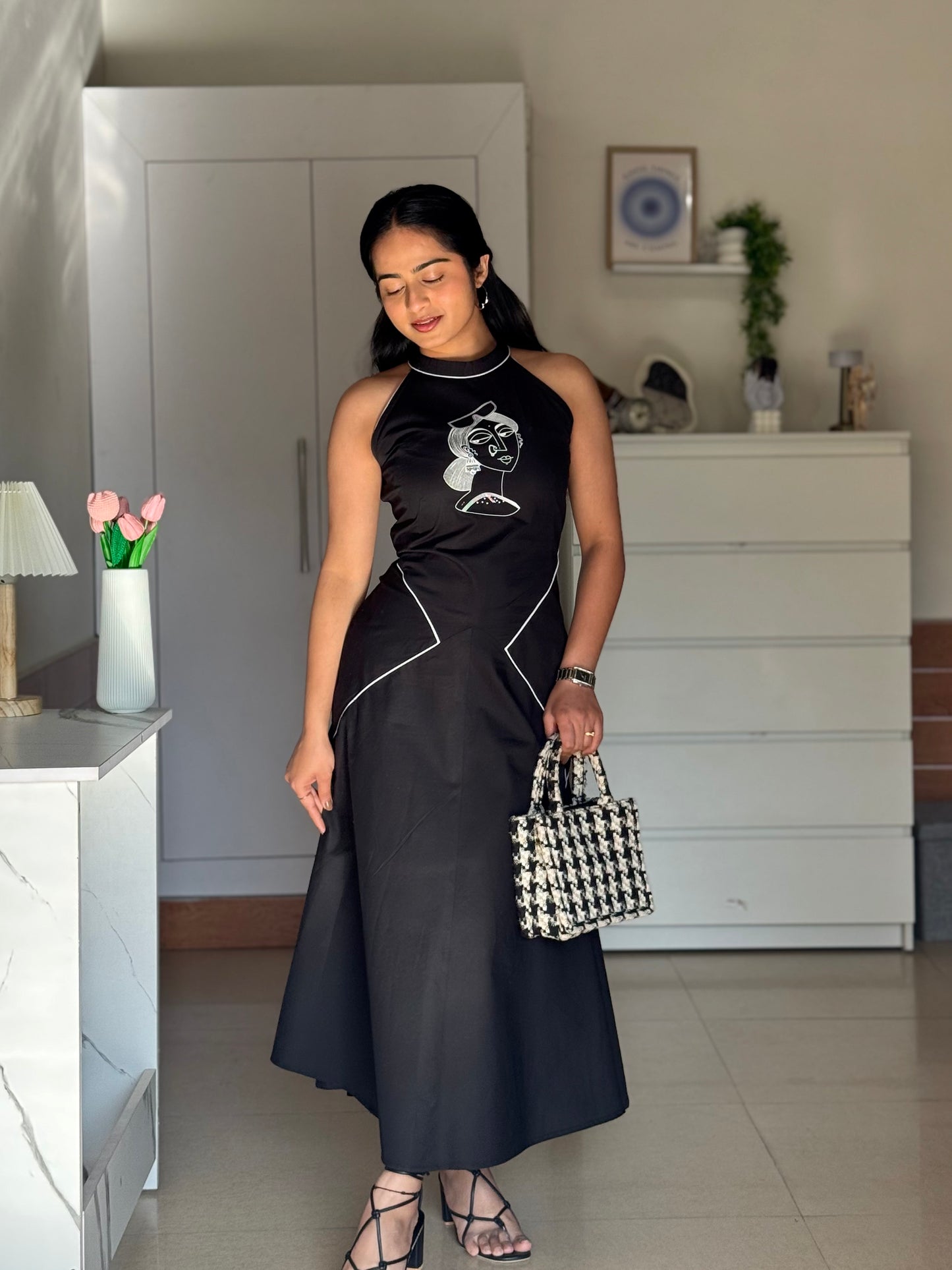 Luna Black Midi Dress