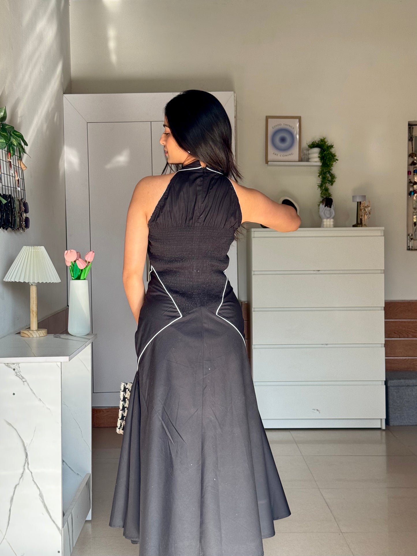 Luna Black Midi Dress