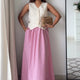 Laya Pink Co-ord Set | Linen Waistcoat & Pink Cotton Poplin Maxi Skirt | Women’s Fusion Wear
