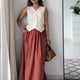 Laya Co-ord Set | Cotton Linen Waistcoat & Brown Cotton Poplin Maxi Skirt | Women’s Fusion Wear