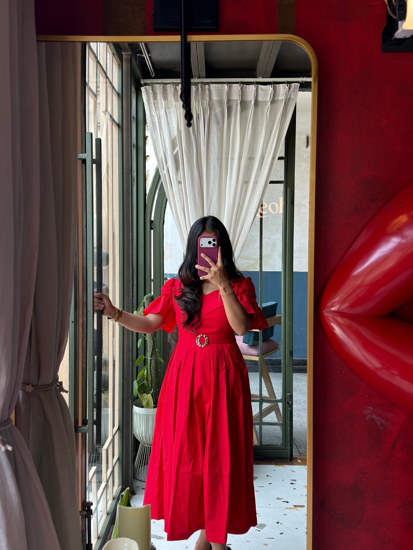 Red Lily Box Pleated Midi dress