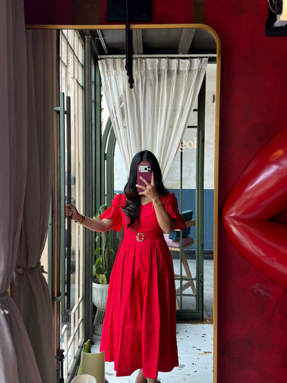 Red Lily Box Pleated Midi dress