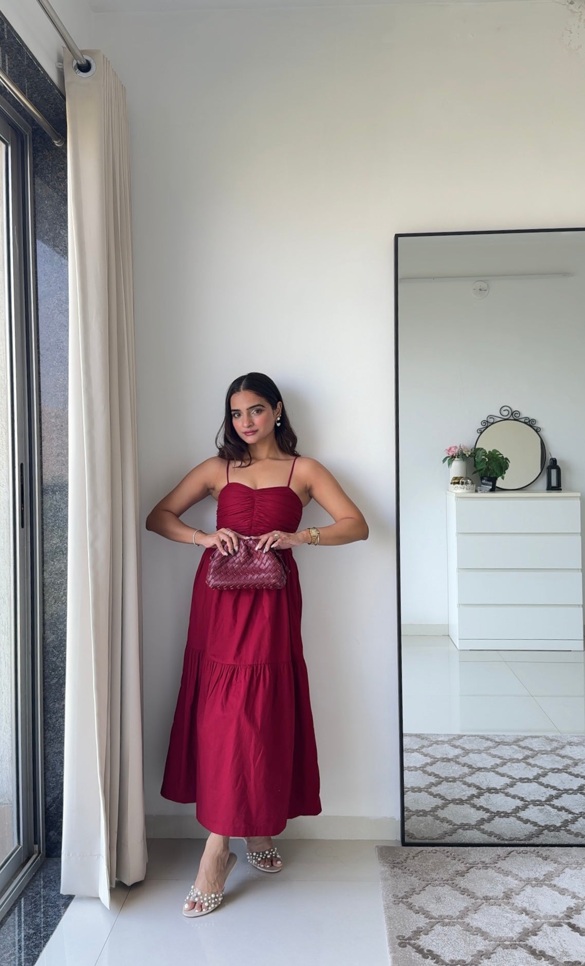 Dual Mood Berry Dress with Sleeves