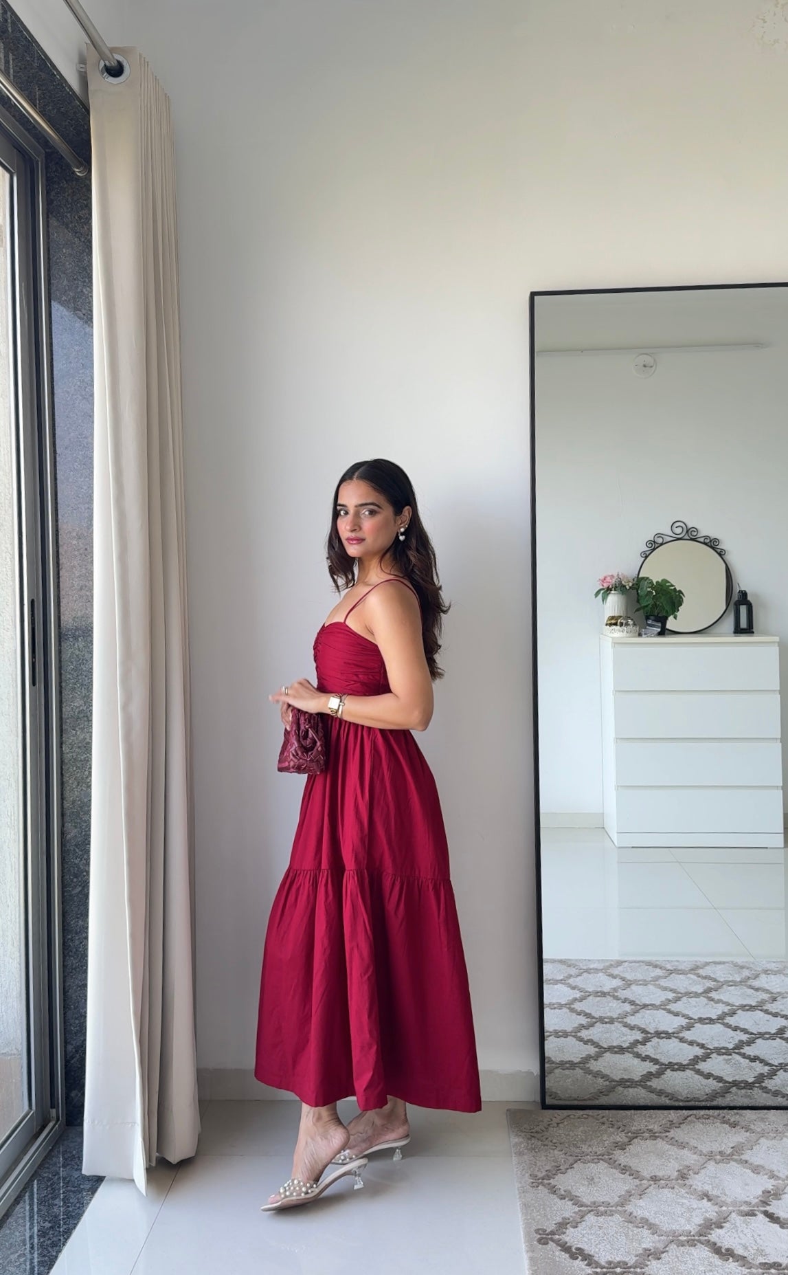 Dual Mood Berry Dress with Sleeves