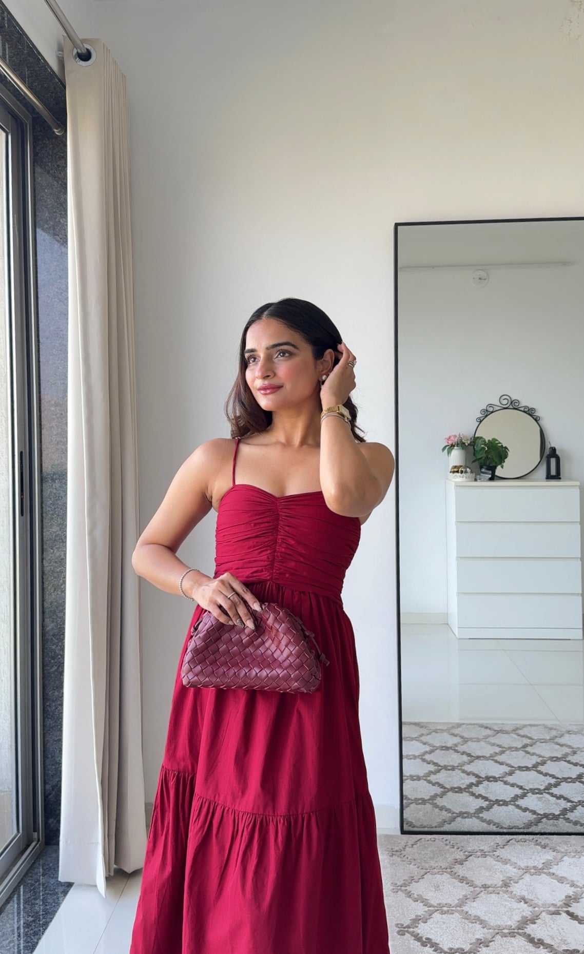 Dual Mood Berry Dress with Sleeves