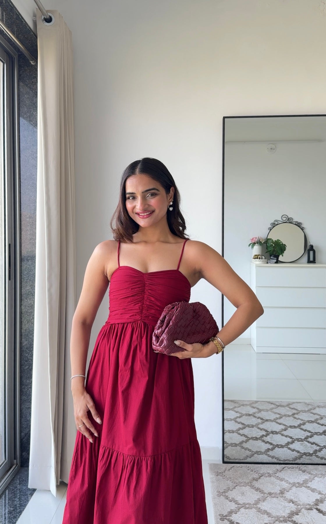 Dual Mood Berry Dress with Sleeves