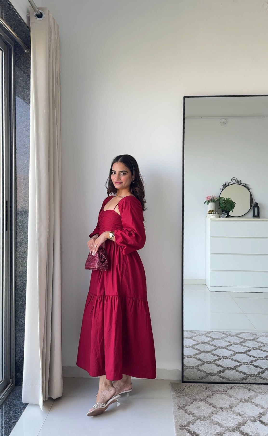 Dual Mood Berry Dress with Sleeves