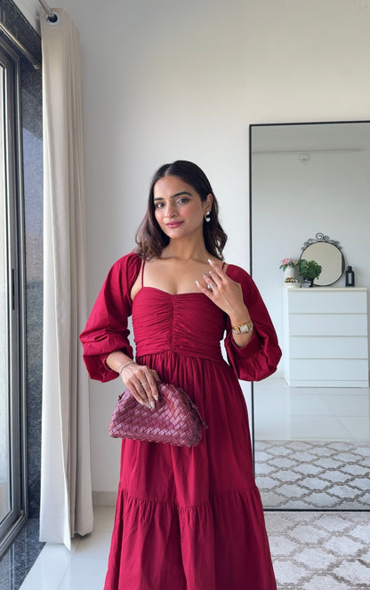 Dual Mood Berry Dress with Sleeves