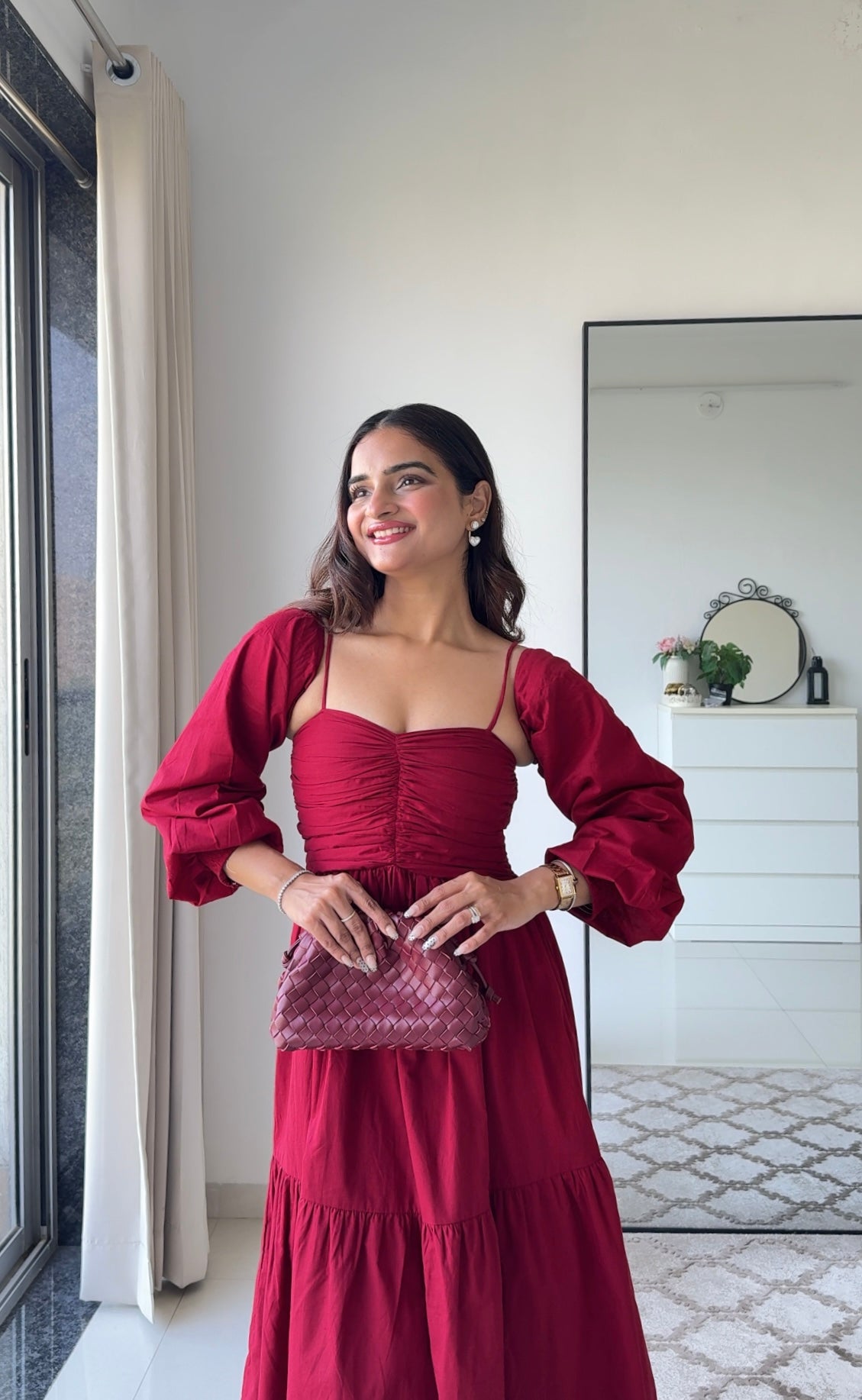 Dual Mood Berry Dress with Sleeves