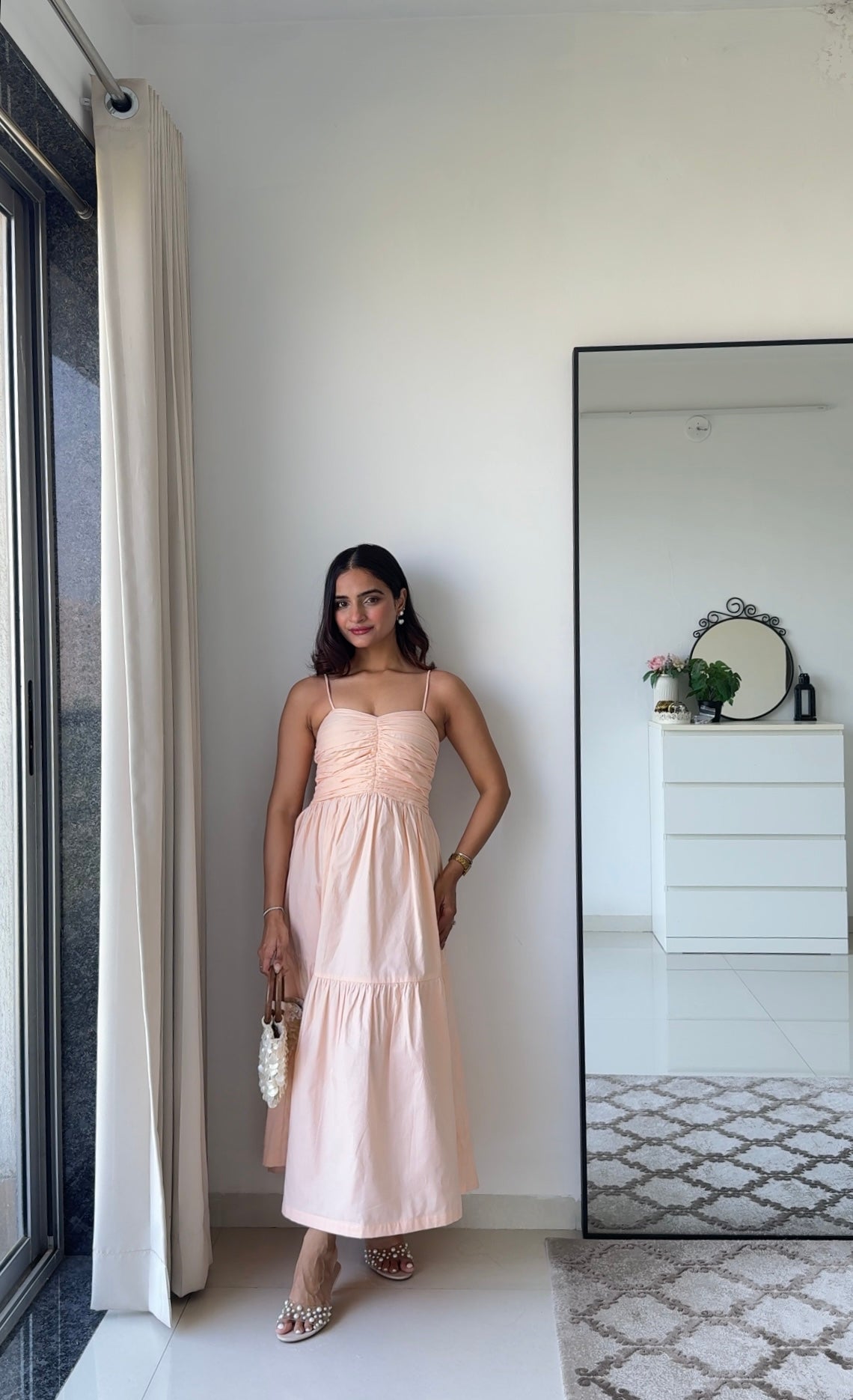 Dual Mood Peach Dress with Sleeves