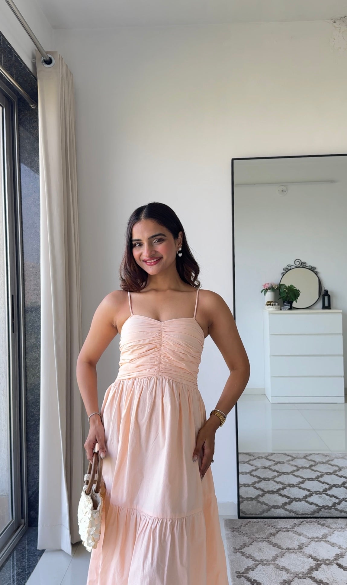 Dual Mood Peach Dress with Sleeves