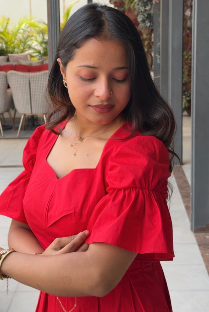 Red Lily Box Pleated Midi dress