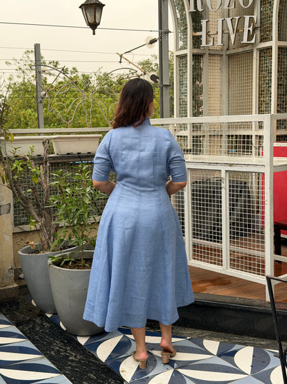 Blue Orchid Midi dress with belt