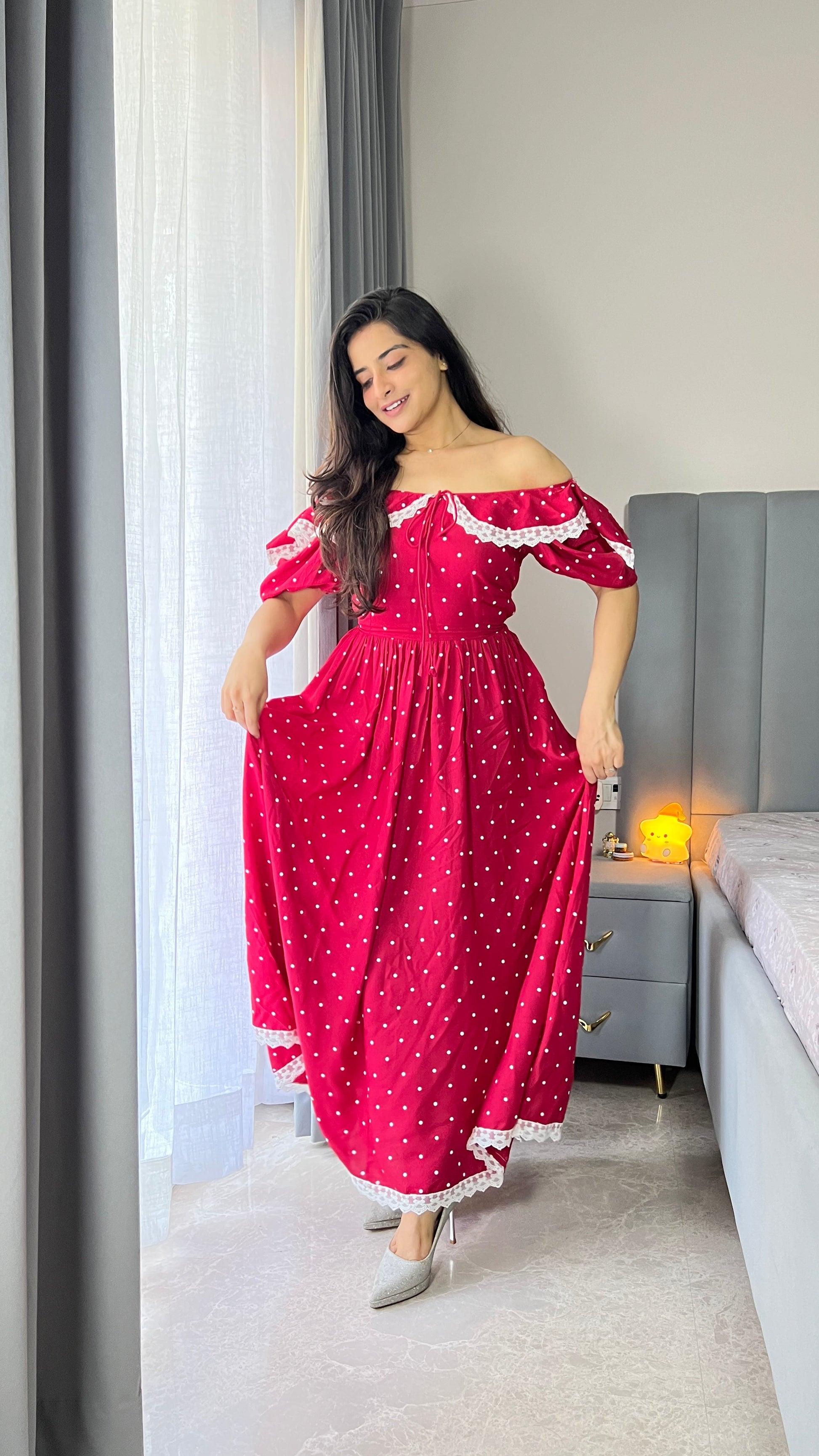 Rose Polka Dot Maxi Dress Scoopstyle